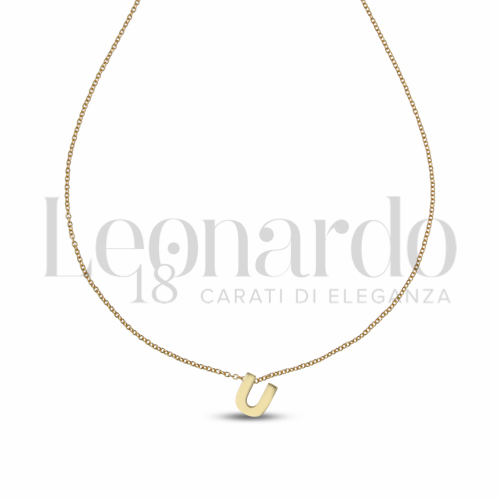 U Lettera con Zircone bianco in Oro Giallo da 1,6gr.