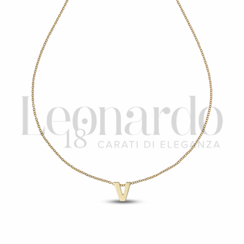V Lettera con Zircone bianco in Oro Giallo da 1,6gr.