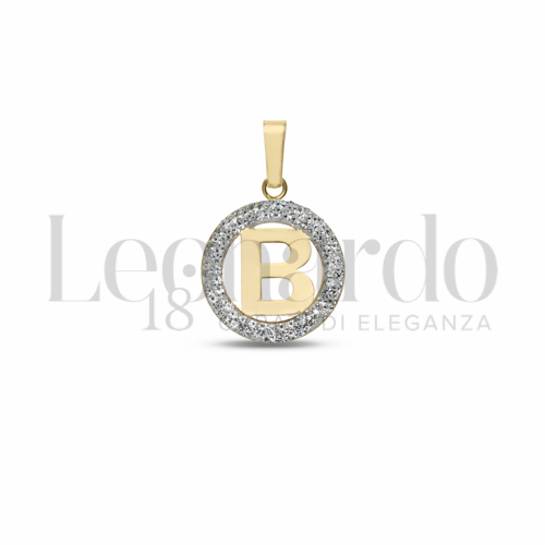 B Lettera con Resina e zirconi in Oro Giallo da 0,5gr.