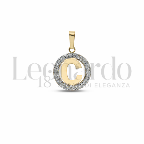 C Lettera con Resina e zirconi in Oro Giallo da 0,5gr.