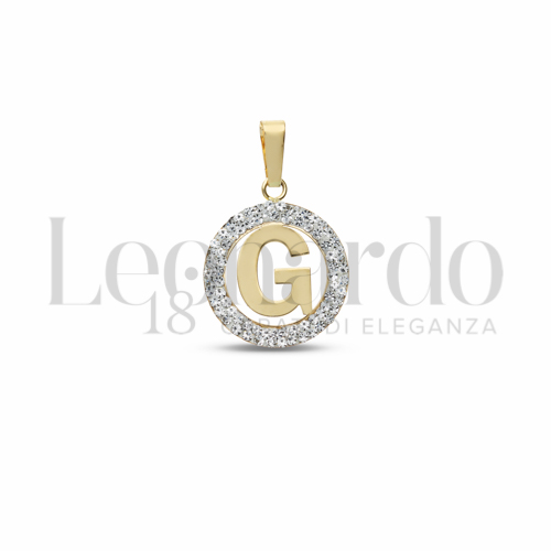 G Lettera con Resina e zirconi in Oro Giallo da 0,5gr.