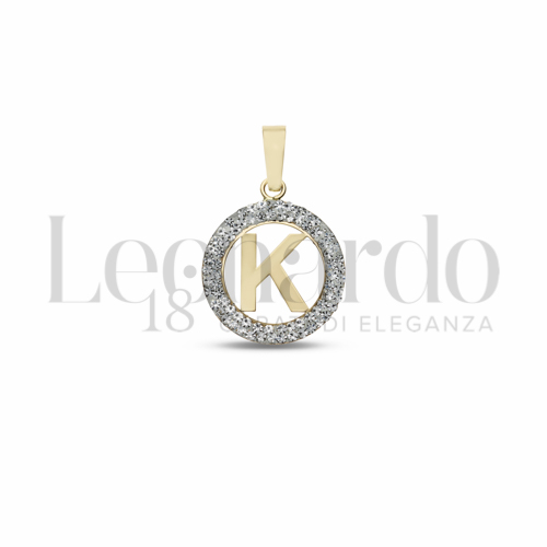 K Lettera con Resina e zirconi in Oro Giallo da 0,5gr.