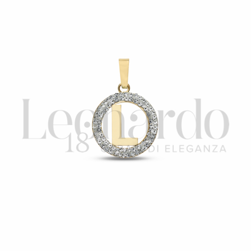 L Lettera con Resina e zirconi in Oro Giallo da 0,5gr.