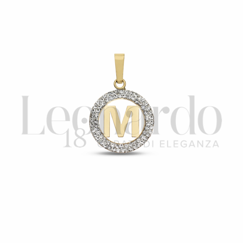 M Lettera con Resina e zirconi in Oro Giallo da 0,5gr.