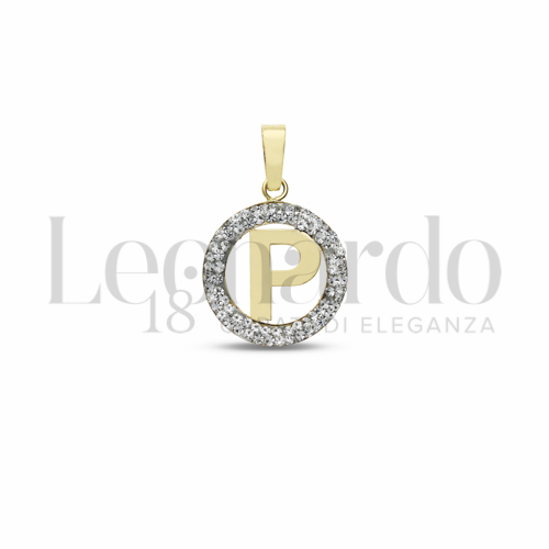 P Lettera con Resina e zirconi in Oro Giallo da 0,5gr.