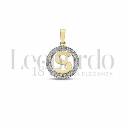 S Lettera con Resina e zirconi in Oro Giallo da 0,5gr.