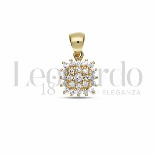 Forma Quadrato con Zircone bianco in Oro Giallo da 1gr.
