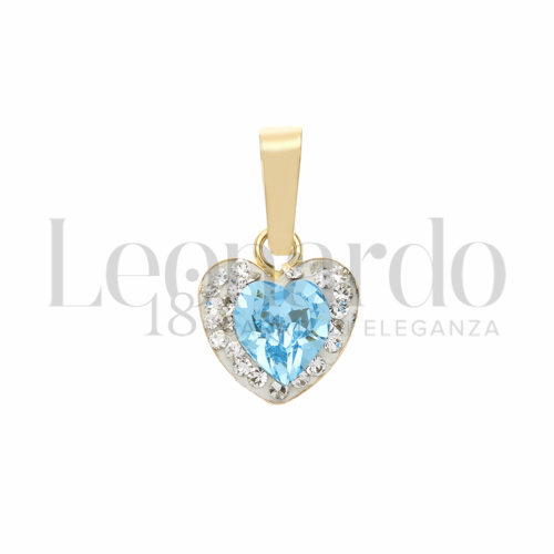 Forma a Cuore con Resina, zirconi e pietra azzurra in Oro Giallo da 0,5gr.