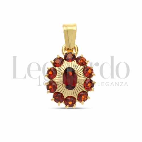 Forma Ovale con Granato in Oro Giallo da 2,3gr.