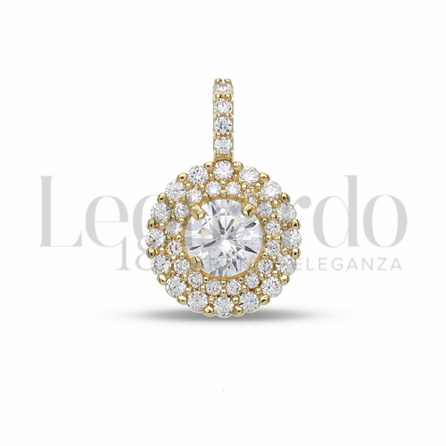 Forma Tondo con Pietra Bianca e zirconi bianchi in Oro Giallo da 1,6gr.