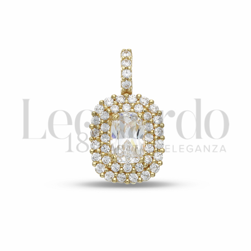 Forma Rettangolo con Pietra Bianca e zirconi bianchi in Oro Giallo da 1,6gr.