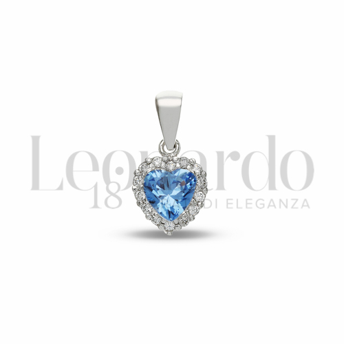 Forma Cuore con Topazio azzurro e zirconi bianchi in Oro Bianco da 0,8gr.