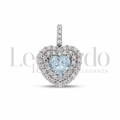 Forma Cuore con Topazio azzurro e zirconi bianchi in Oro Bianco da 1,3gr.