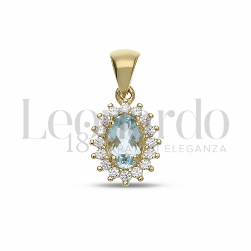 Forma Ovale con Topazio azzurro e zirconi bianchi in Oro Giallo da 1,1gr.