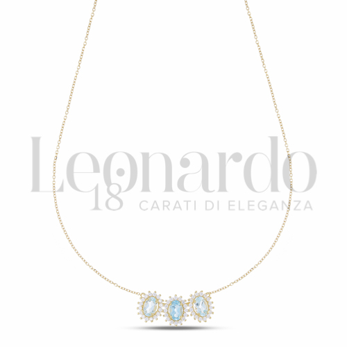 Forma Ovale con Topazio azzurro e zirconi bianchi in Oro Giallo da 3,3gr.