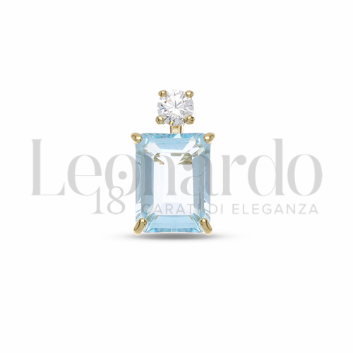 Forma Rettangolo con Topazio azzurro e zirconi bianchi in Oro Giallo da 1gr.