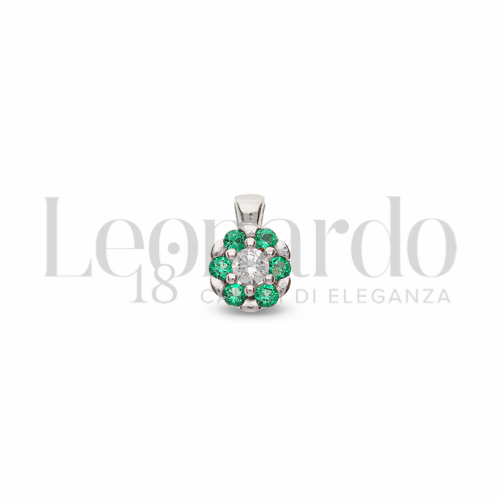 con Zirconi verdi e zirconi bianchi in Oro Bianco da 0,3gr.