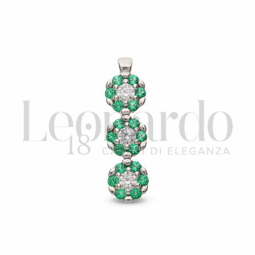 con Zirconi verdi e zirconi bianchi in Oro Bianco da 0,9gr.