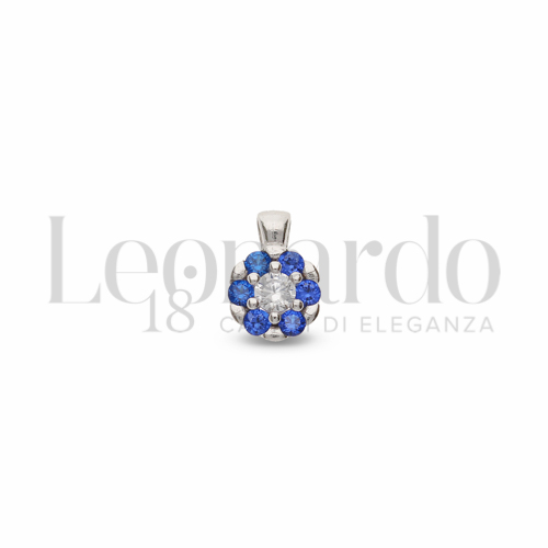 con Zirconi blu e zirconi bianchi in Oro Bianco da 0,3gr.