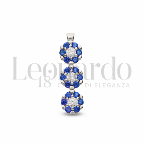 con Zirconi blu e zirconi bianchi in Oro Bianco da 0,9gr.