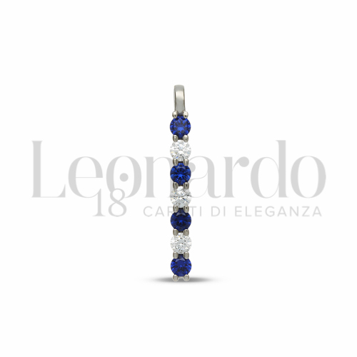 Forma Tondo con Zirconi blu e zirconi bianchi in Oro Bianco da 1gr.