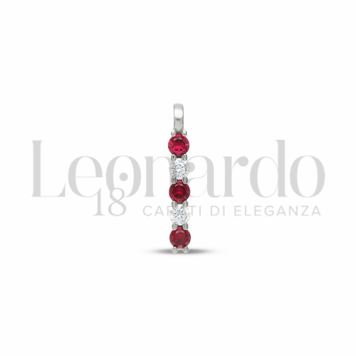 Forma Tondo con Zirconi rossi e zirconi bianchi in Oro Bianco da 0,7gr.