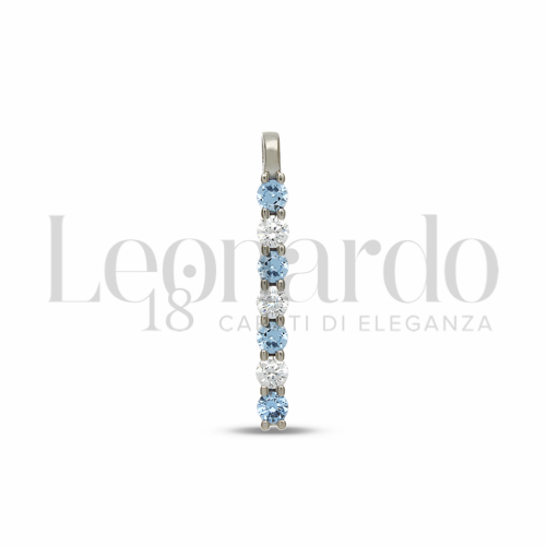 Forma Tondo con Zirconi azzurri e zirconi bianchi in Oro Bianco da 1gr.