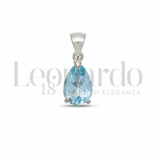 Forma Goccia con Topazio Azzurro in Oro Bianco da 0,9gr.