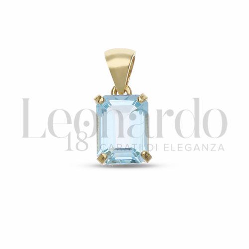 Forma Rettangolo con Topazio Azzurro in Oro Giallo da 1gr.