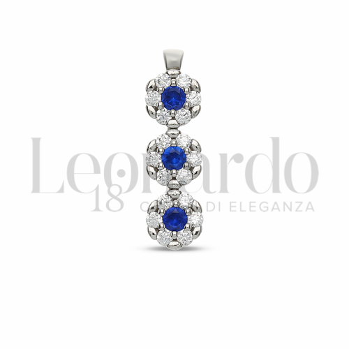 con Cuore di zirconi blu e contorno di zirconi bianchi in Oro Bianco da 0,9gr.
