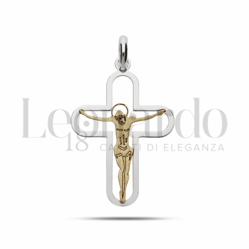 Modello Con Cristo in Oro Bianco e Oro Giallo da 0,8gr.