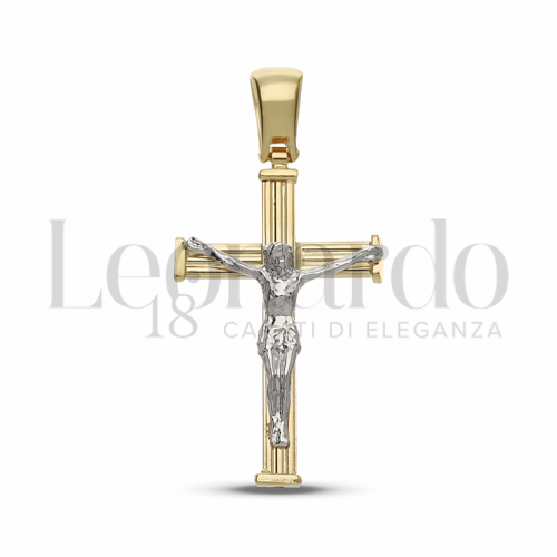 Modello Con Cristo in Oro Bianco e Oro Giallo da 2,3gr.