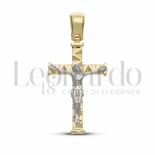 Modello Con Cristo in Oro Bianco e Oro Giallo da 2,3gr.