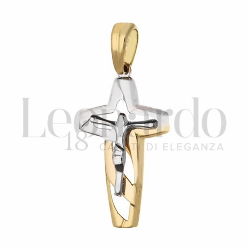 Modello Con Cristo in Oro Bianco e Oro Giallo da 3,3gr.