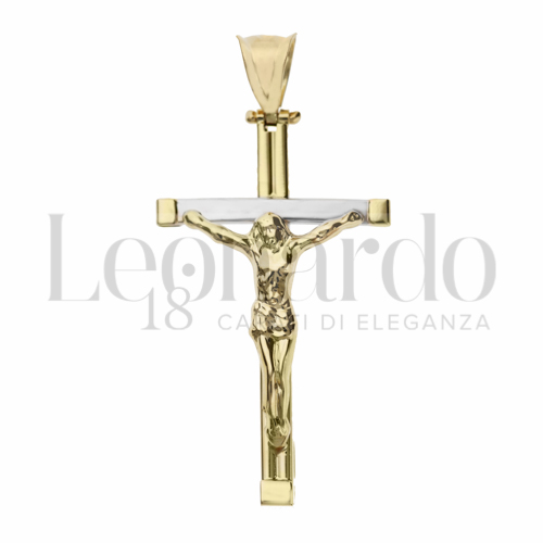 Modello Con Cristo in Oro Bianco e Oro Giallo da 2,3gr.