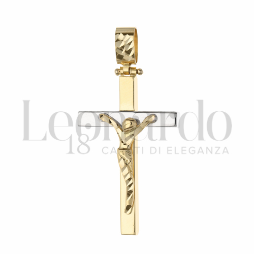 Modello Con Cristo in Oro Bianco e Oro Giallo da 2,2gr.