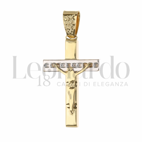 Modello Con Cristo in Oro Bianco e Oro Giallo da 2,6gr.