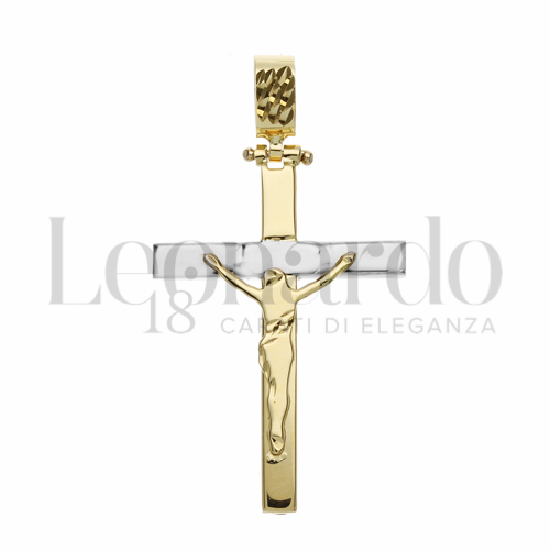 Modello Con Cristo in Oro Bianco e Oro Giallo da 2,1gr.