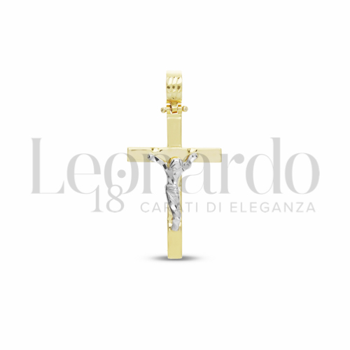 Modello Con Cristo Stilizzato in Oro Bianco e Oro Giallo da 2,1gr.