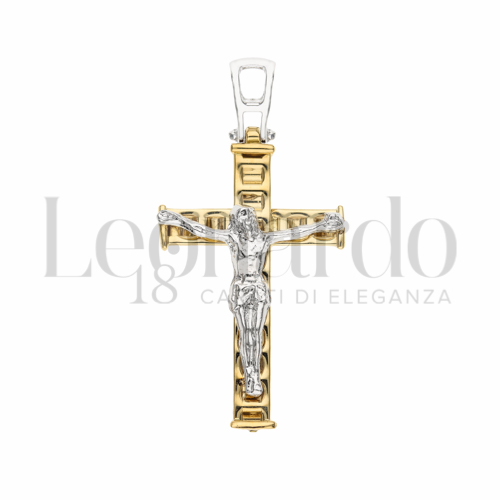 Modello Con Cristo in Oro Giallo e Oro Bianco da 2gr.