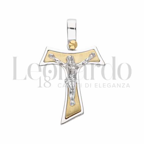 Modello Con Cristo in Oro Giallo e Oro Bianco da 3,3gr.
