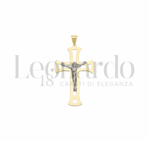 Modello Con Cristo e Lastra Traforata in Oro Giallo e Oro Bianco da 1,3gr.