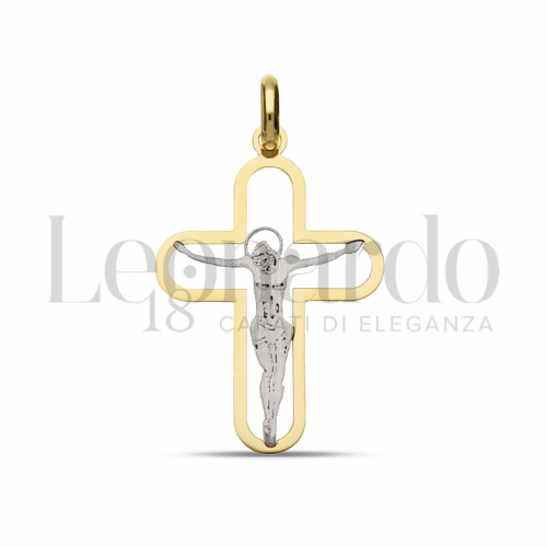 Modello Con Cristo in Oro Giallo e Oro Bianco da 0,8gr.