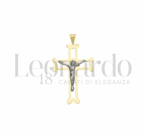 Modello Con Cristo e Lastra Traforata in Oro Giallo e Oro Bianco da 1,2gr.