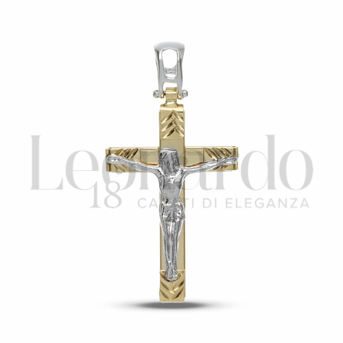 Modello Con Cristo in Oro Giallo e Oro Bianco da 2,4gr.