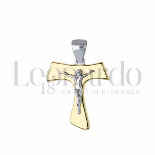 Modello Con Cristo in Oro Giallo e Oro Bianco da 2gr.