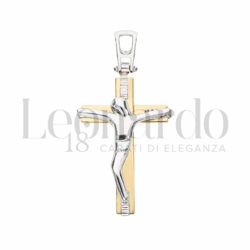 Modello Con Cristo Stilizzato in Oro Giallo e Oro Bianco da 1,9gr.