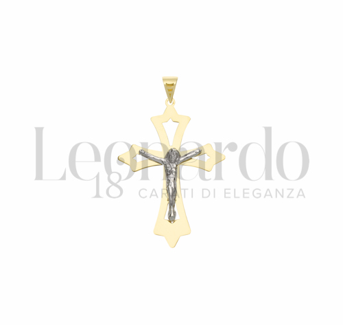 Modello Con Cristo e Lastra Traforata in Oro Giallo e Oro Bianco da 1,3gr.