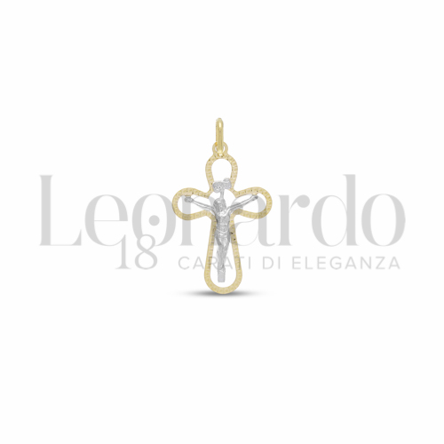 Modello Con Cristo e Lastra Traforata in Oro Giallo e Oro Bianco da 0,8gr.