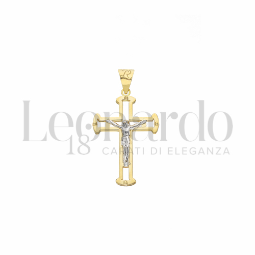 Modello Con Cristo in Oro Giallo e Oro Bianco da 1,1gr.